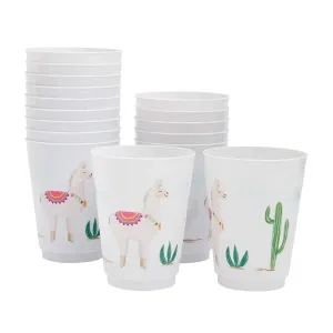 16-pack Reusable Party Cups Llama Cactus Plastic 9 Oz Cup For Kids