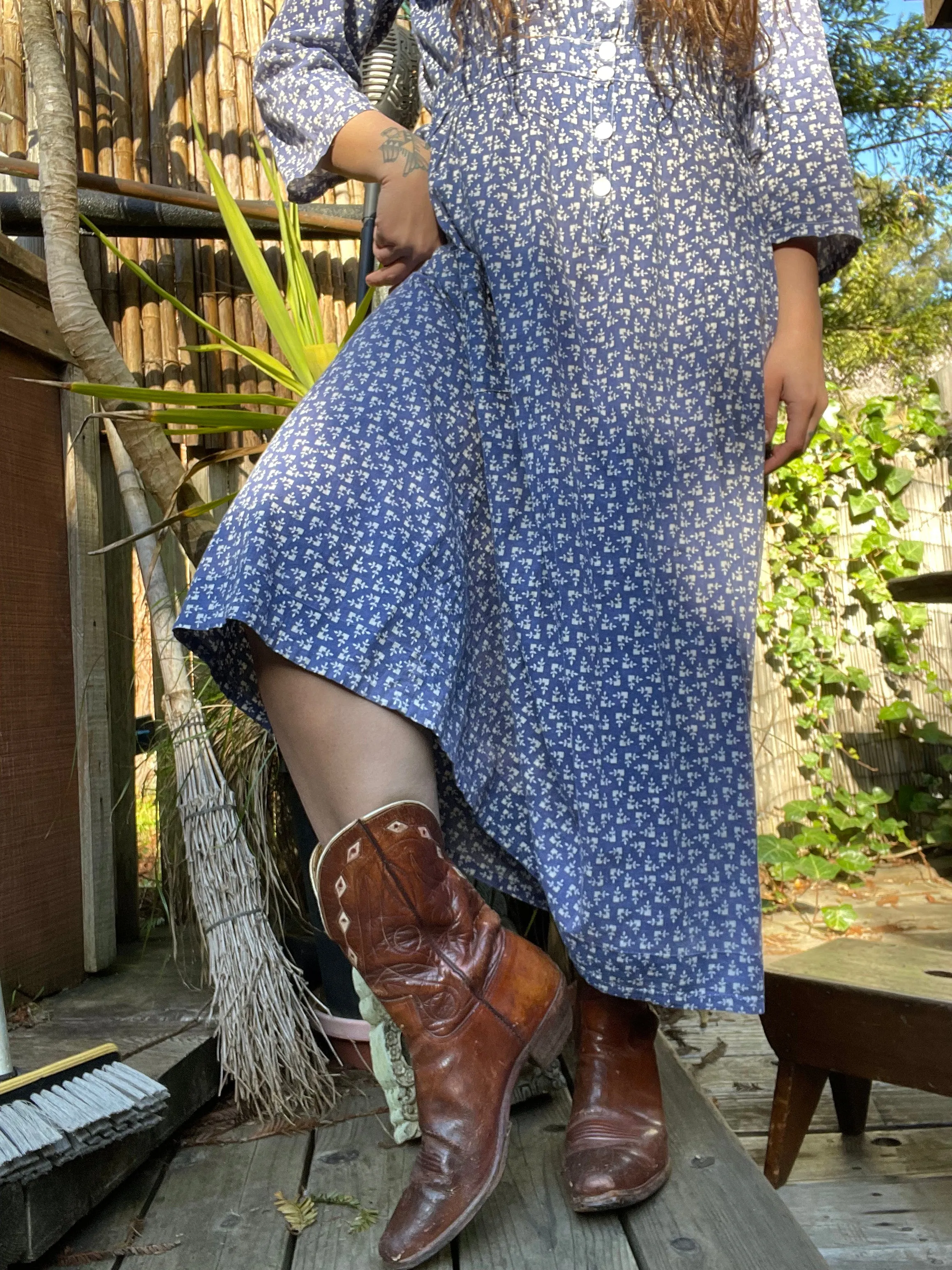1940s Inlay Leather Pull Tab PeeWee Cowboy Boots