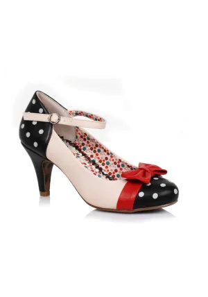 3 Polka Dot Bow Closed Toe Heel