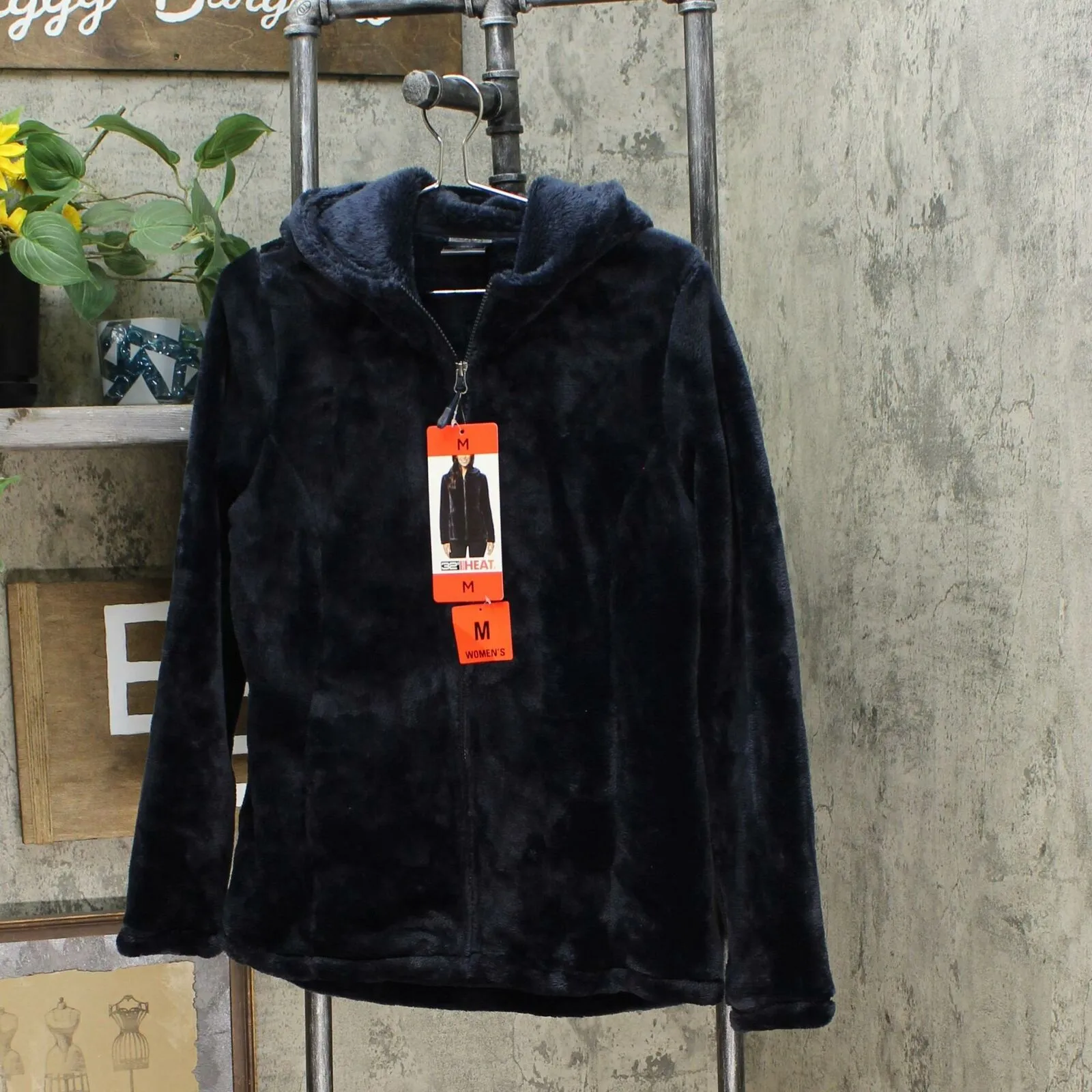 32 Degrees Heat Women's Hooded Plush Faux Fur Fleece Jacket