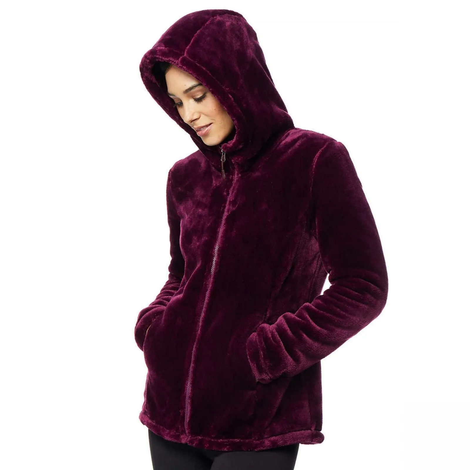 32 Degrees Heat Women's Hooded Plush Faux Fur Fleece Jacket