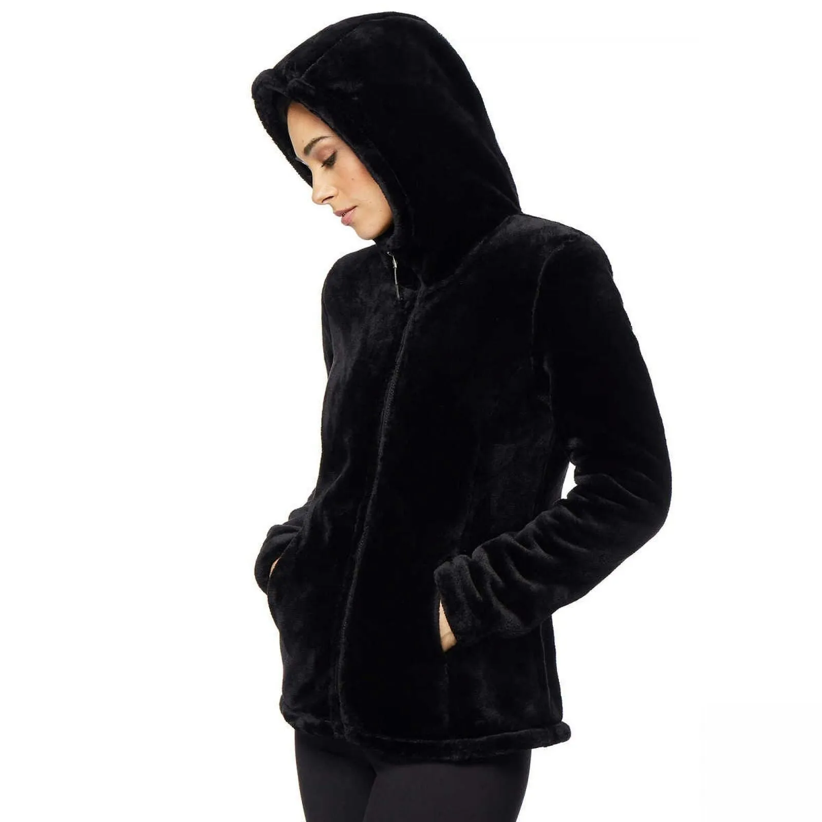 32 Degrees Heat Women's Hooded Plush Faux Fur Fleece Jacket