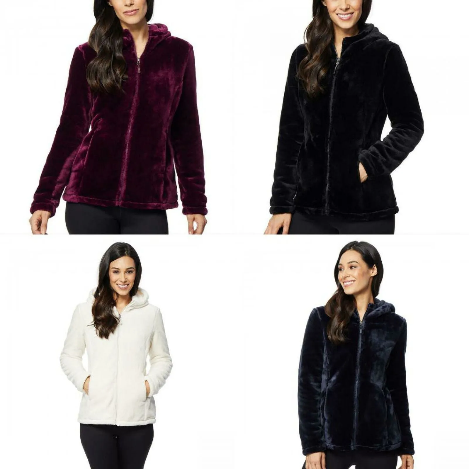 32 Degrees Heat Women's Hooded Plush Faux Fur Fleece Jacket