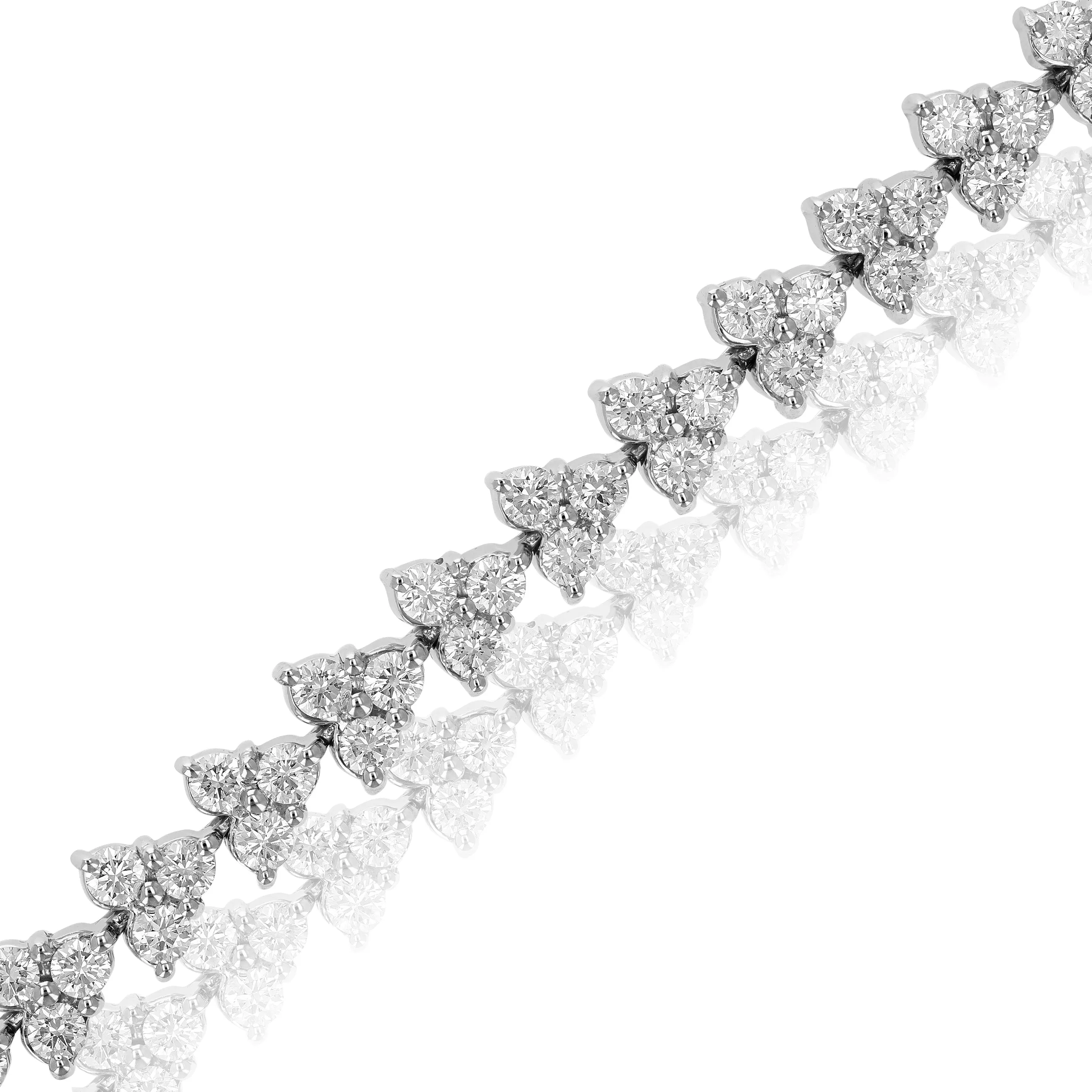 5 cttw 3 Stone Link Diamond Tennis Bracelets in 14K White Gold