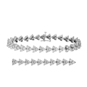 5 cttw 3 Stone Link Diamond Tennis Bracelets in 14K White Gold