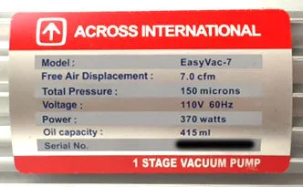 Ai EasyVac 7 cfm Compact Vacuum Pump with Oil Mist Filter