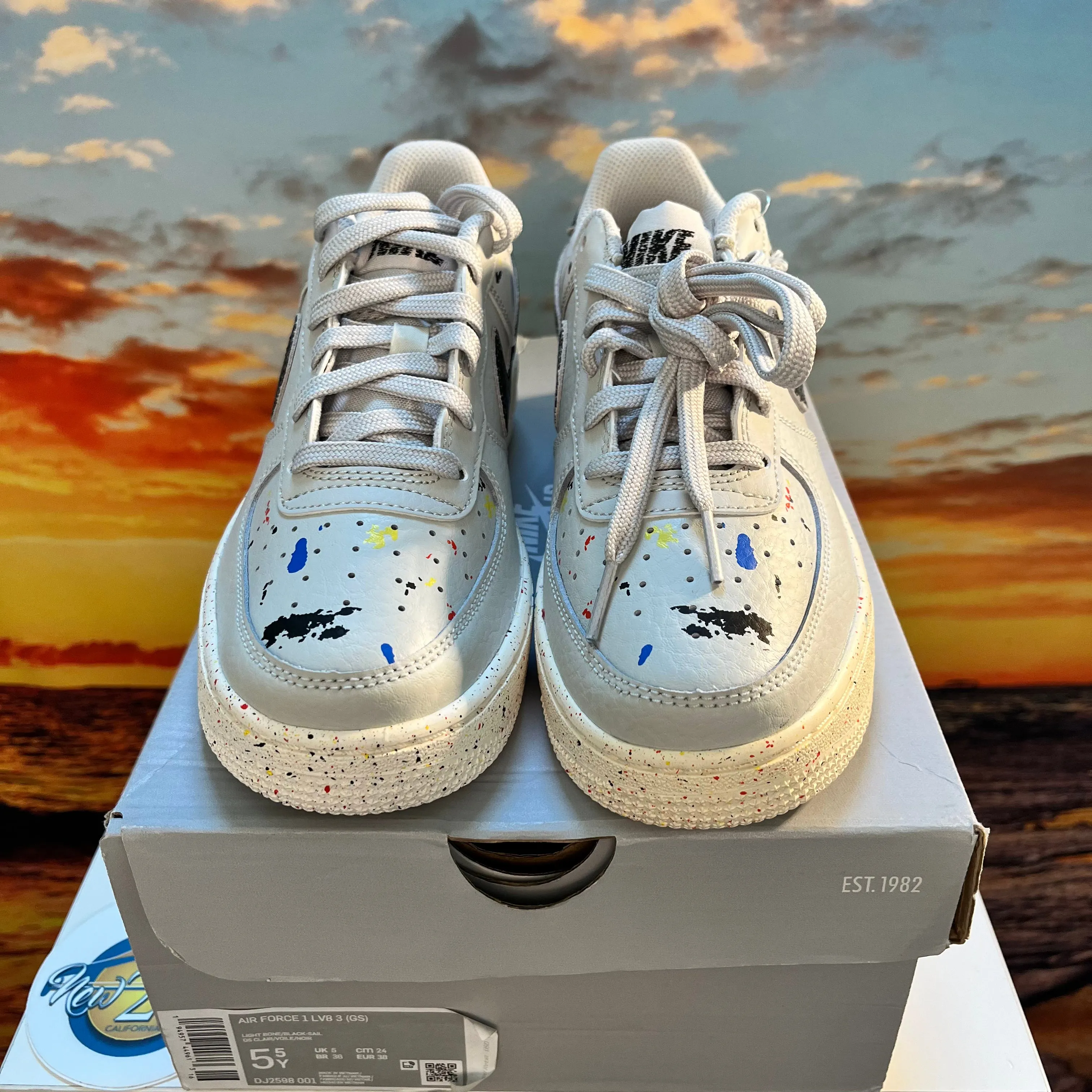 Air Force 1 LV8 3 GS 'Paint Splatter - Light Bone'