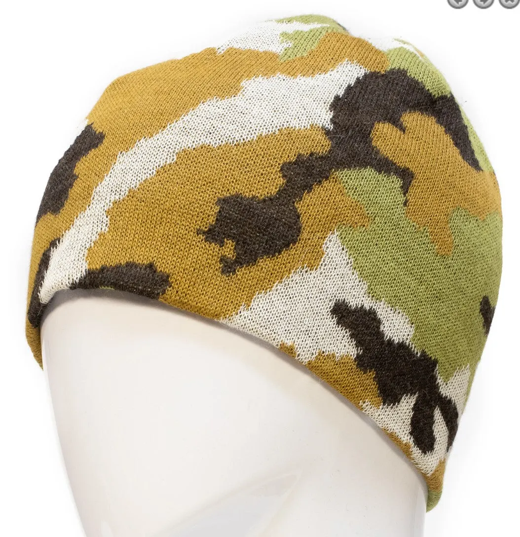 Alpaca Hat 100% - Camouflage Beanie Reversible