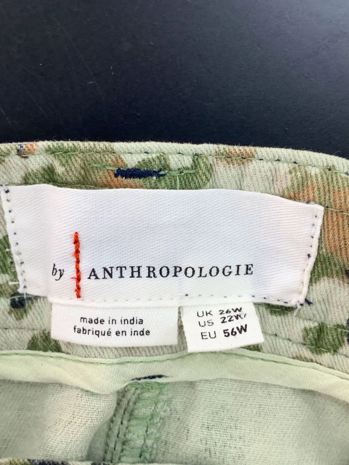 Anthropologie Green Camouflage Print Trousers UK 26W