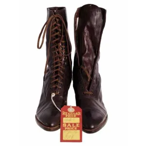 Antique Vintage Victorian Leather Boots Girls/Womens Dark Brown  1910 Sz 5  Buster Brown