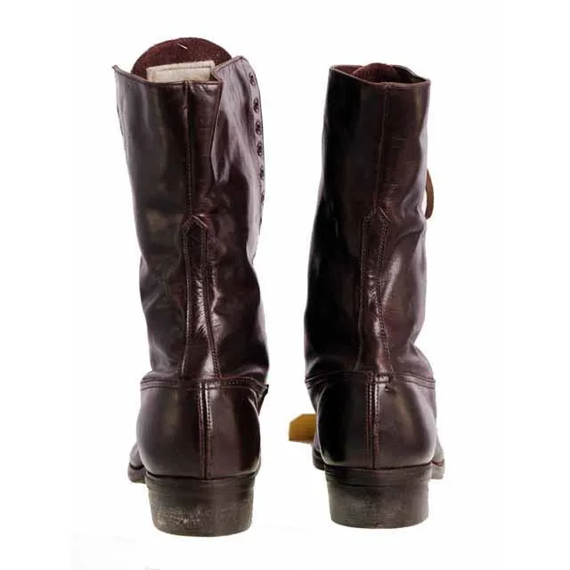 Antique Vintage Victorian Leather Boots Girls/Womens Dark Brown  1910 Sz 5  Buster Brown