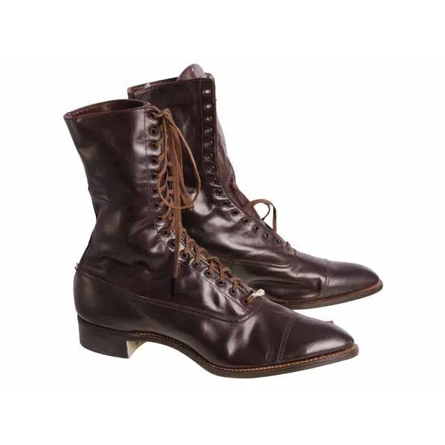 Antique Vintage Victorian Leather Boots Girls/Womens Dark Brown  1910 Sz 5  Buster Brown