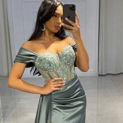 Appliques High Split Cocktail Gown