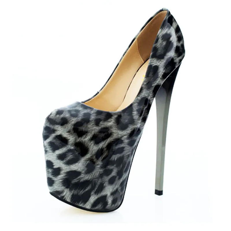 Autumn Super High-heeled Hate Sky High Leopard Large Size Women's Shoes