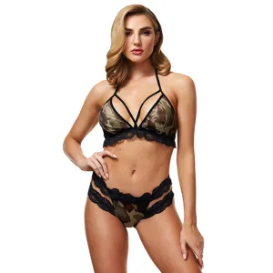 Baci Criss Cross Army Girl  Costume Sexy 2 Pièces Taille Unique