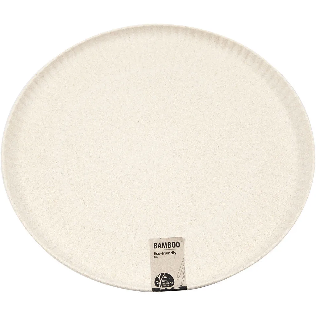 Bamboo Wood Fiber Circular Serving Tray Tableware Decoration Crafts D: 30cm