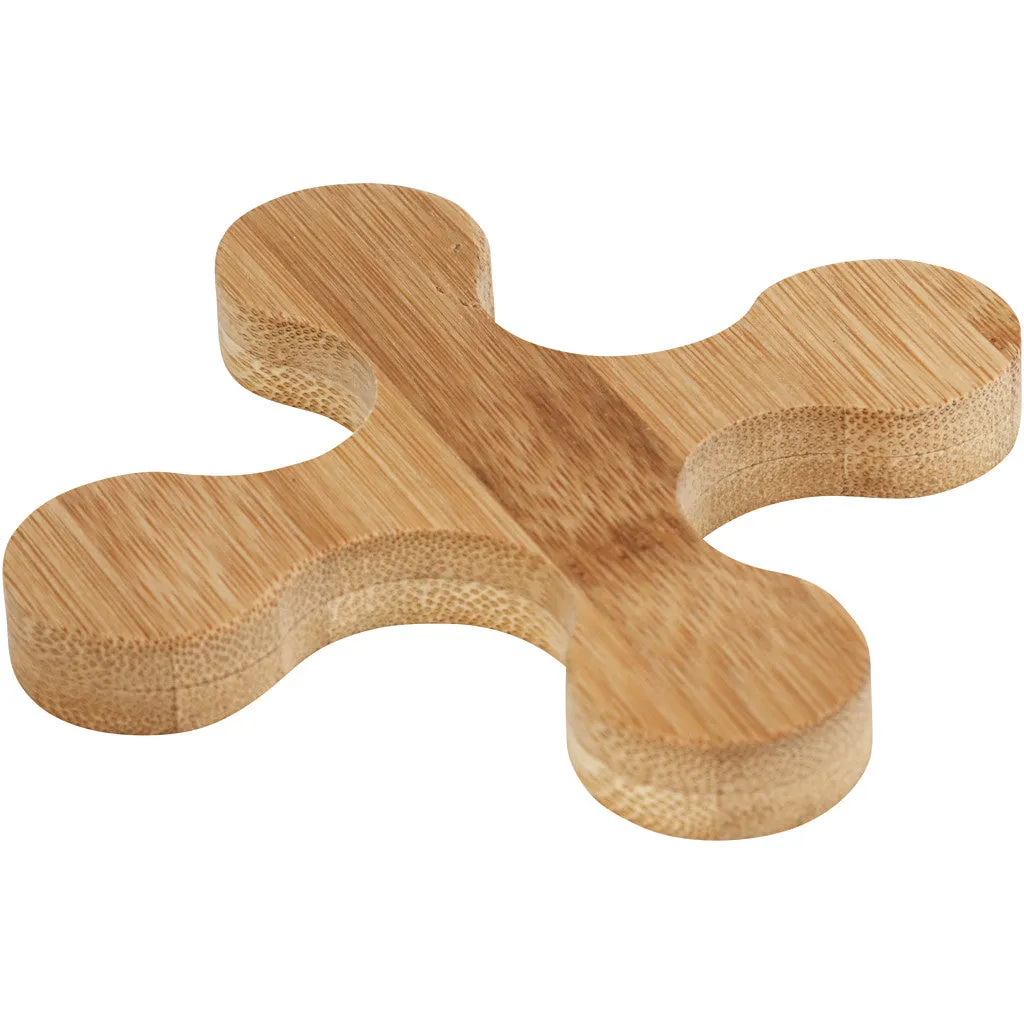 Bamboo Wood Propeller Shaped Trivet Tableware Decoration Crafts L: 12cm W: 12cm