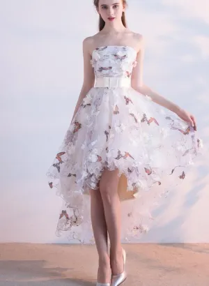Beautiful Floral Tulle High Low Party Dress, Lovely Homecoming Dress