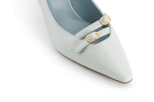 Beryl Apple Leather Small Heel Pumps | Ice Blue