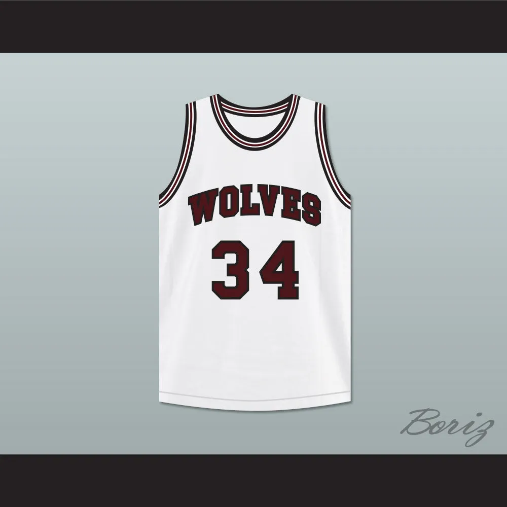 Billy Dunn 34 Wolves High School White Basketball Jersey