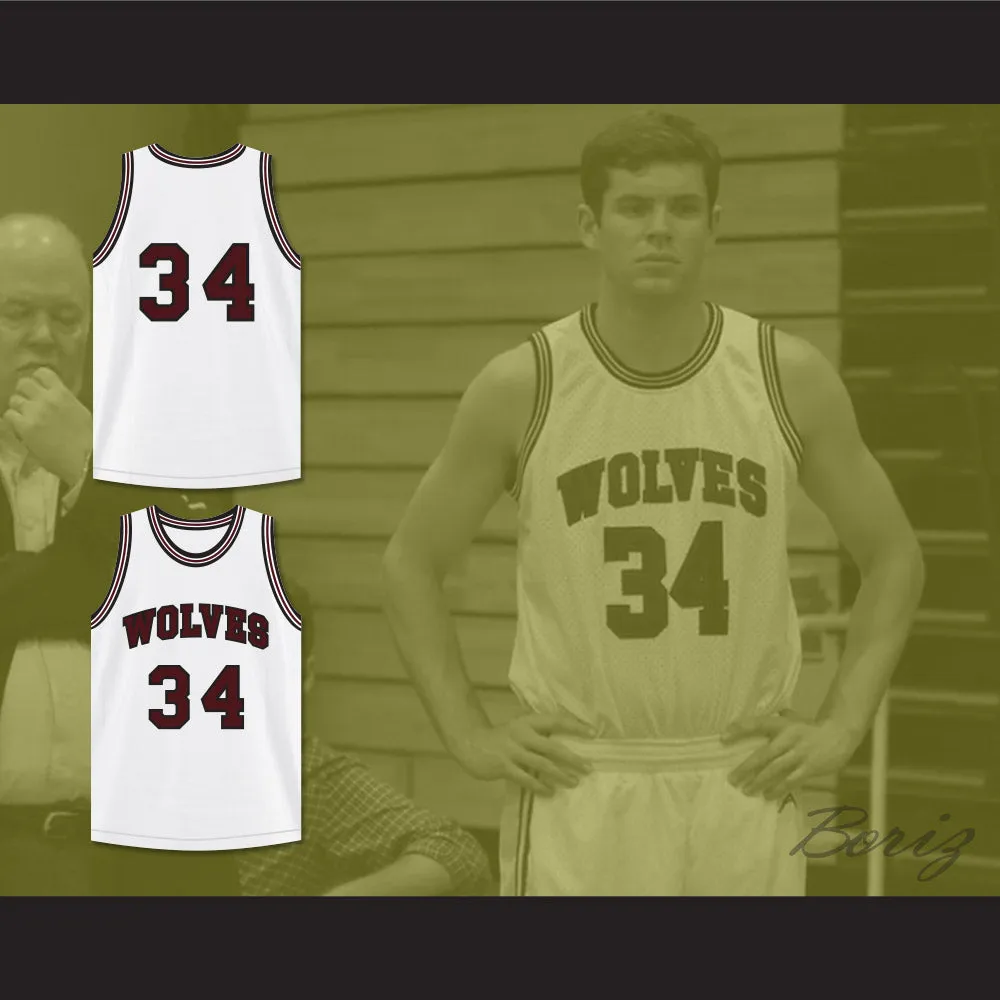 Billy Dunn 34 Wolves High School White Basketball Jersey