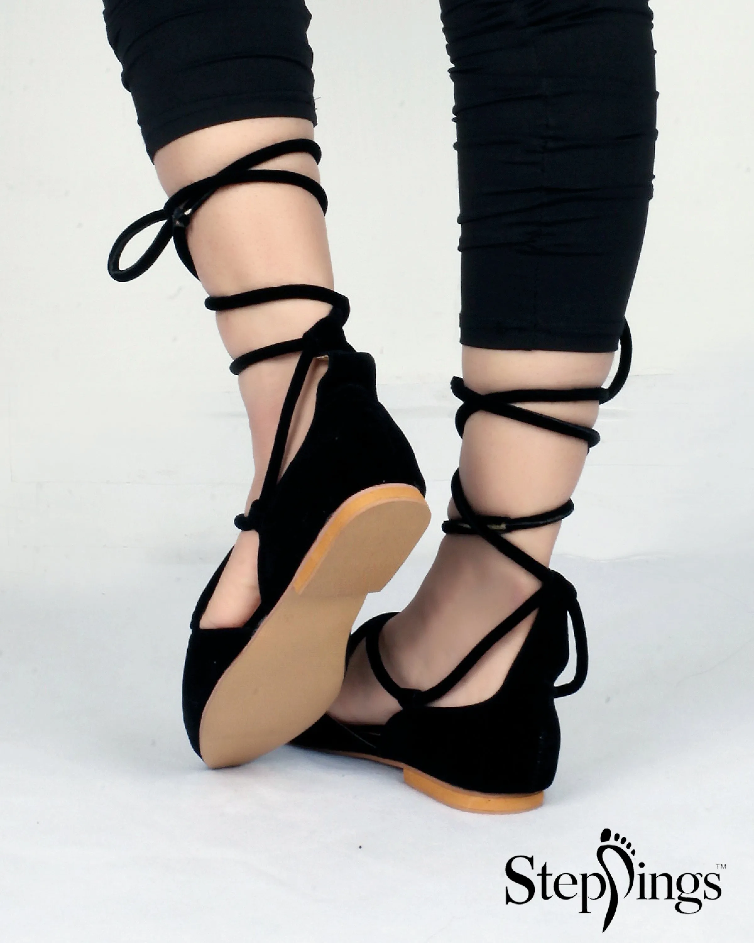 Black Cross Tied Pumps