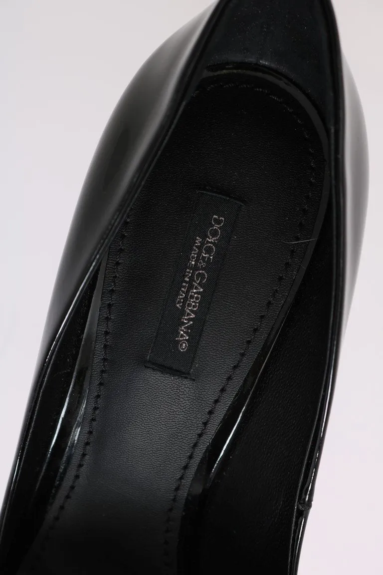 Black Crystal Leather Pumps