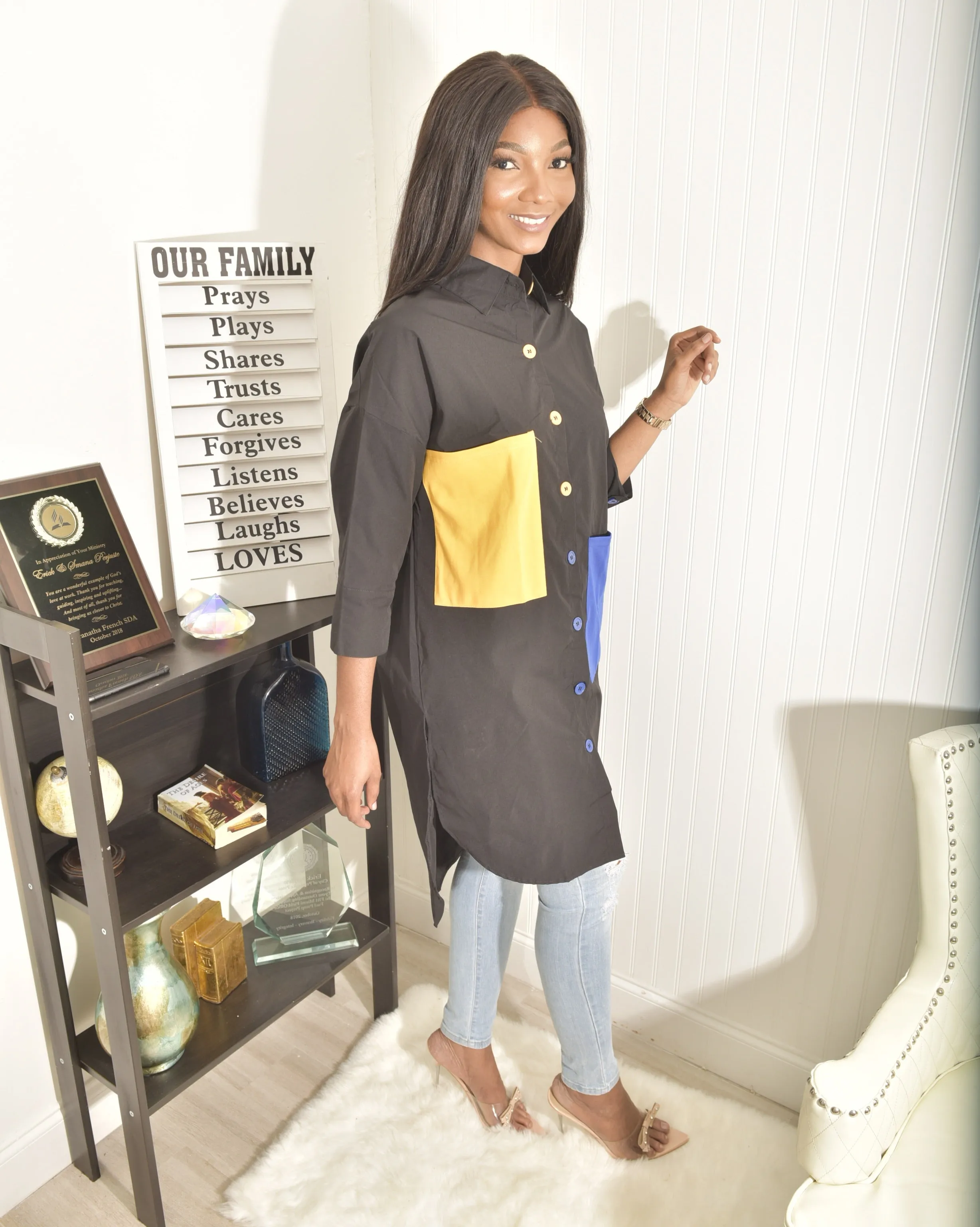 Black High Low Top loose fit