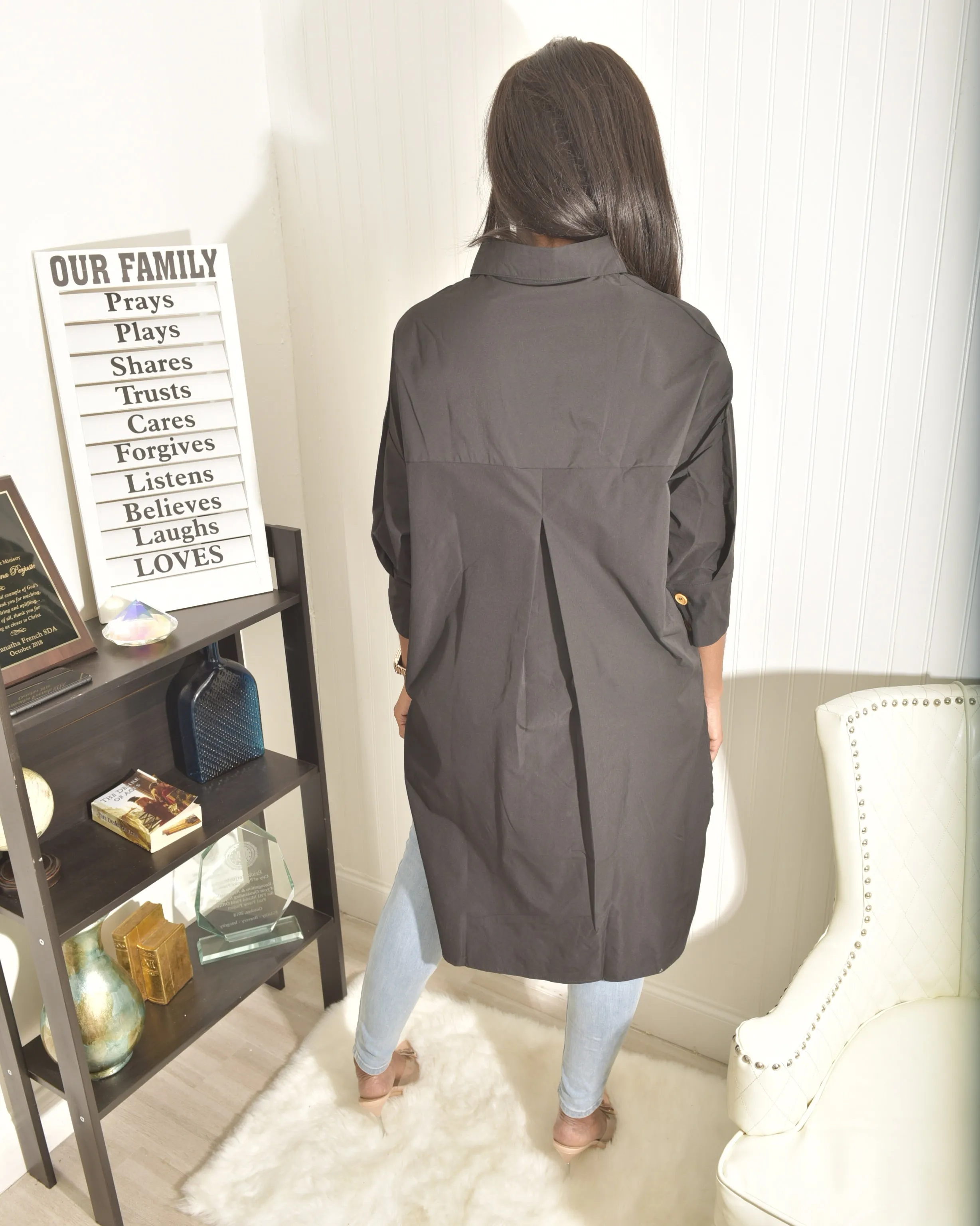 Black High Low Top loose fit