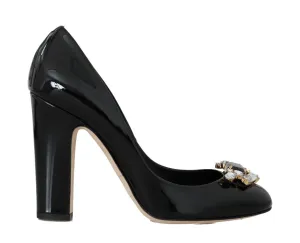 Black Patent Leather Crystal Pumps