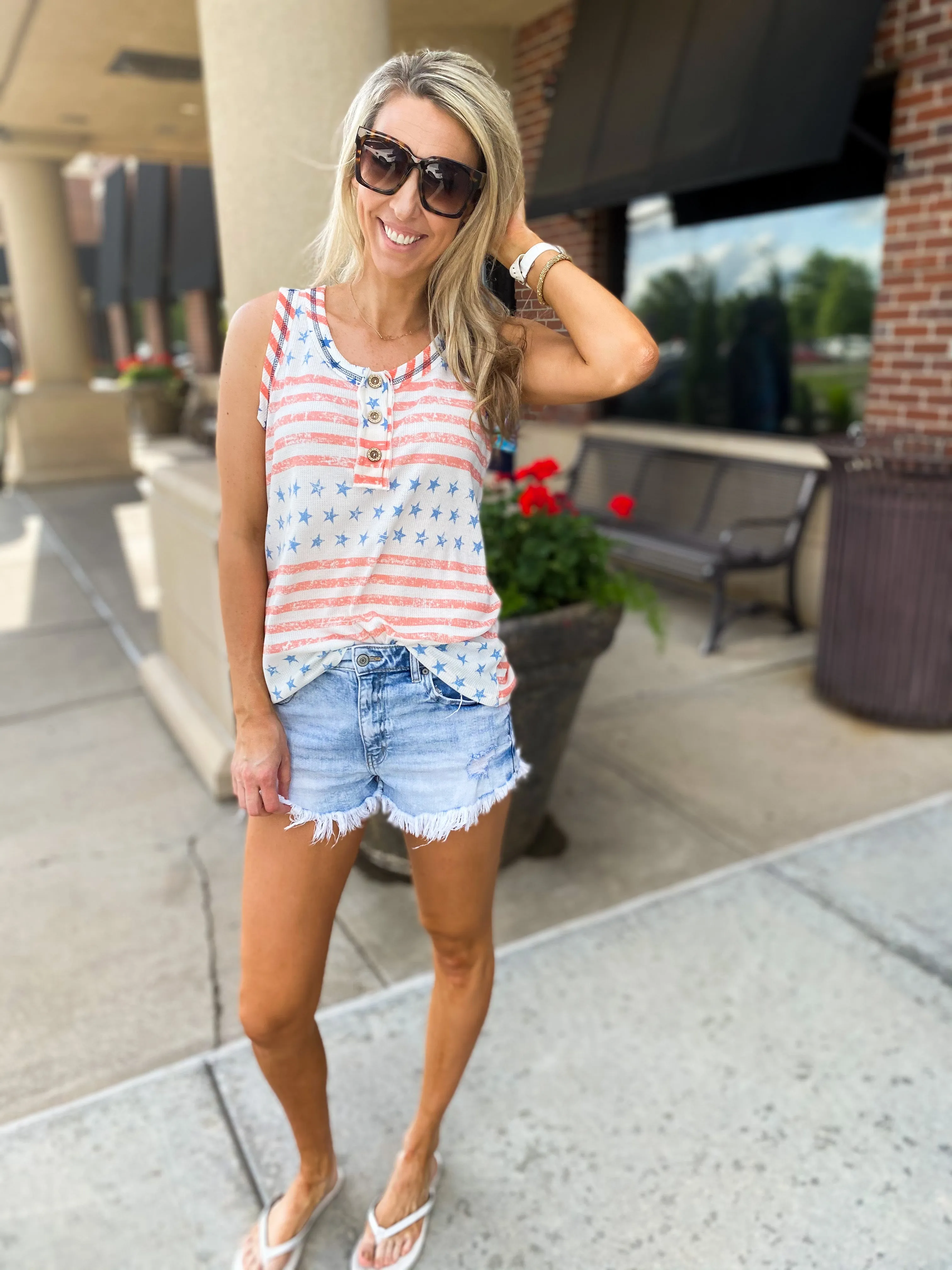 Blue Stars Red Stripes Top
