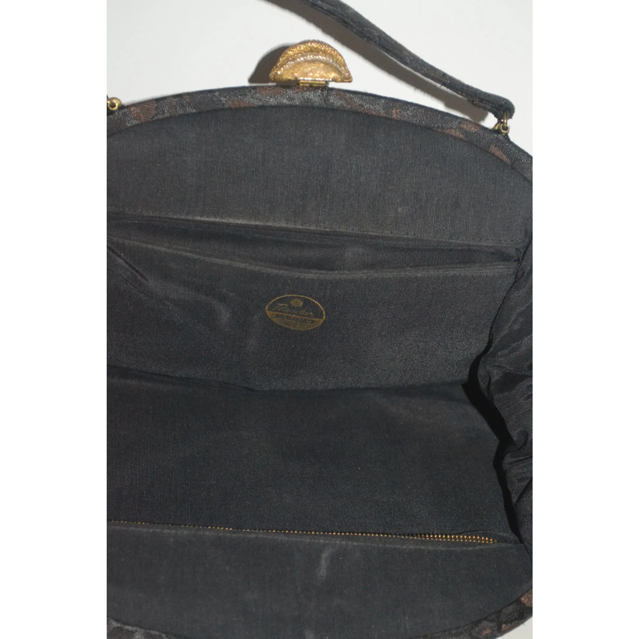 Brown Flocked Purse By Theodor of California