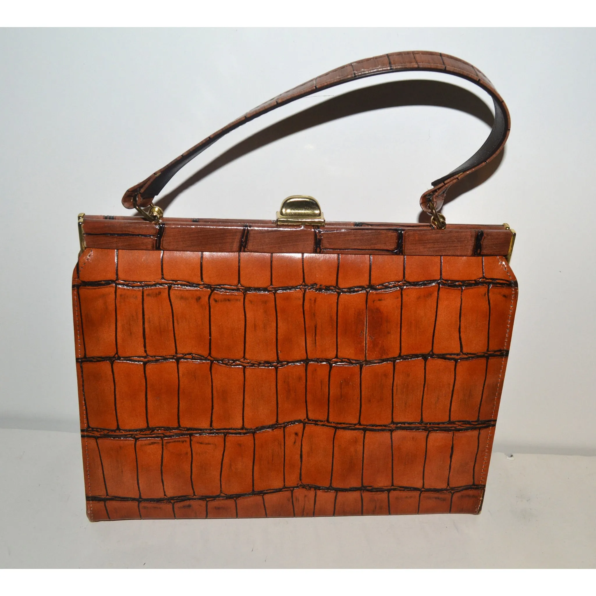 Brown Simulated Alligator Kelly Purse
