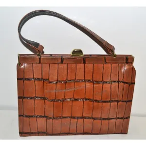 Brown Simulated Alligator Kelly Purse