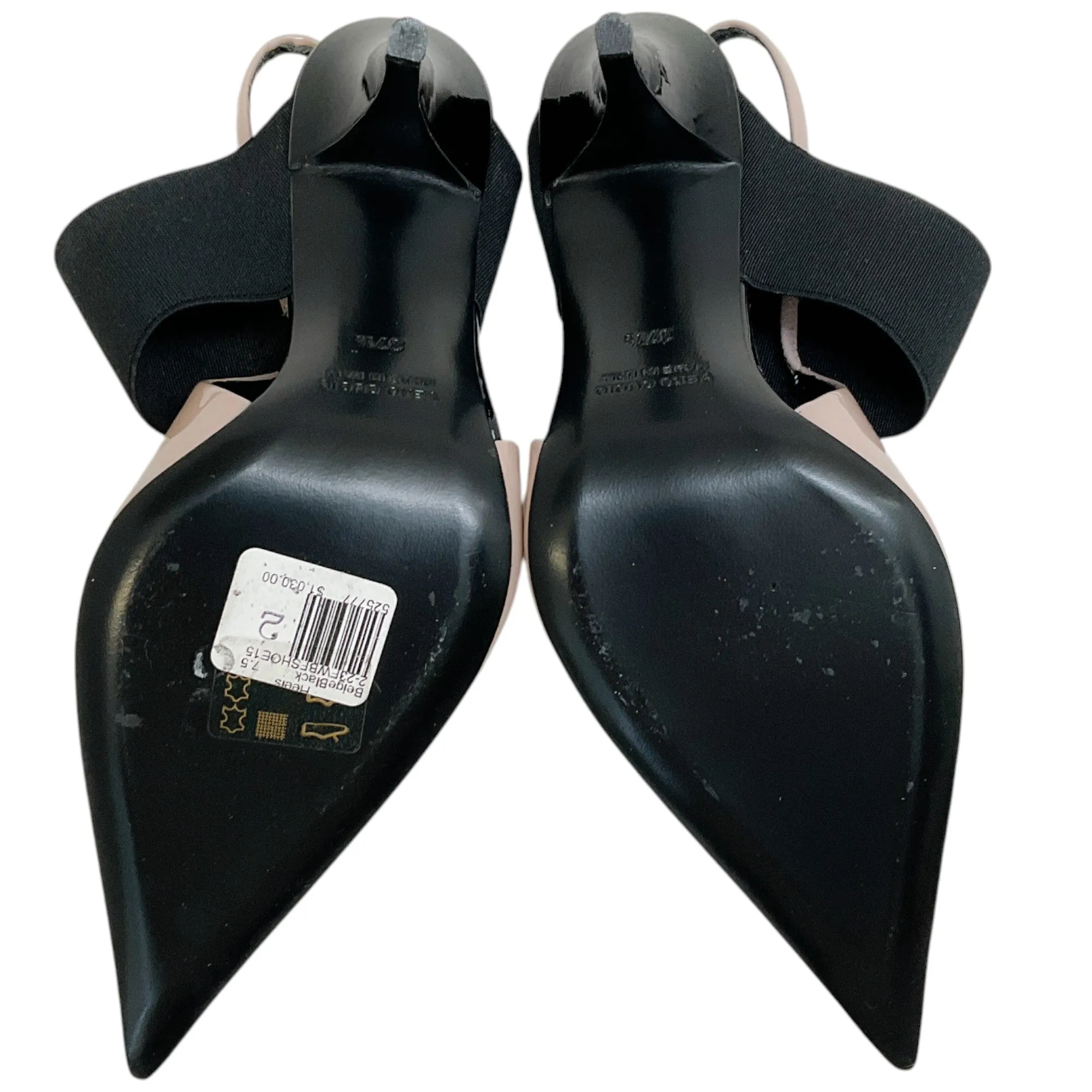 Bruno Frisoni Nude Patent / Black Pointy Tonic Slingback Pumps
