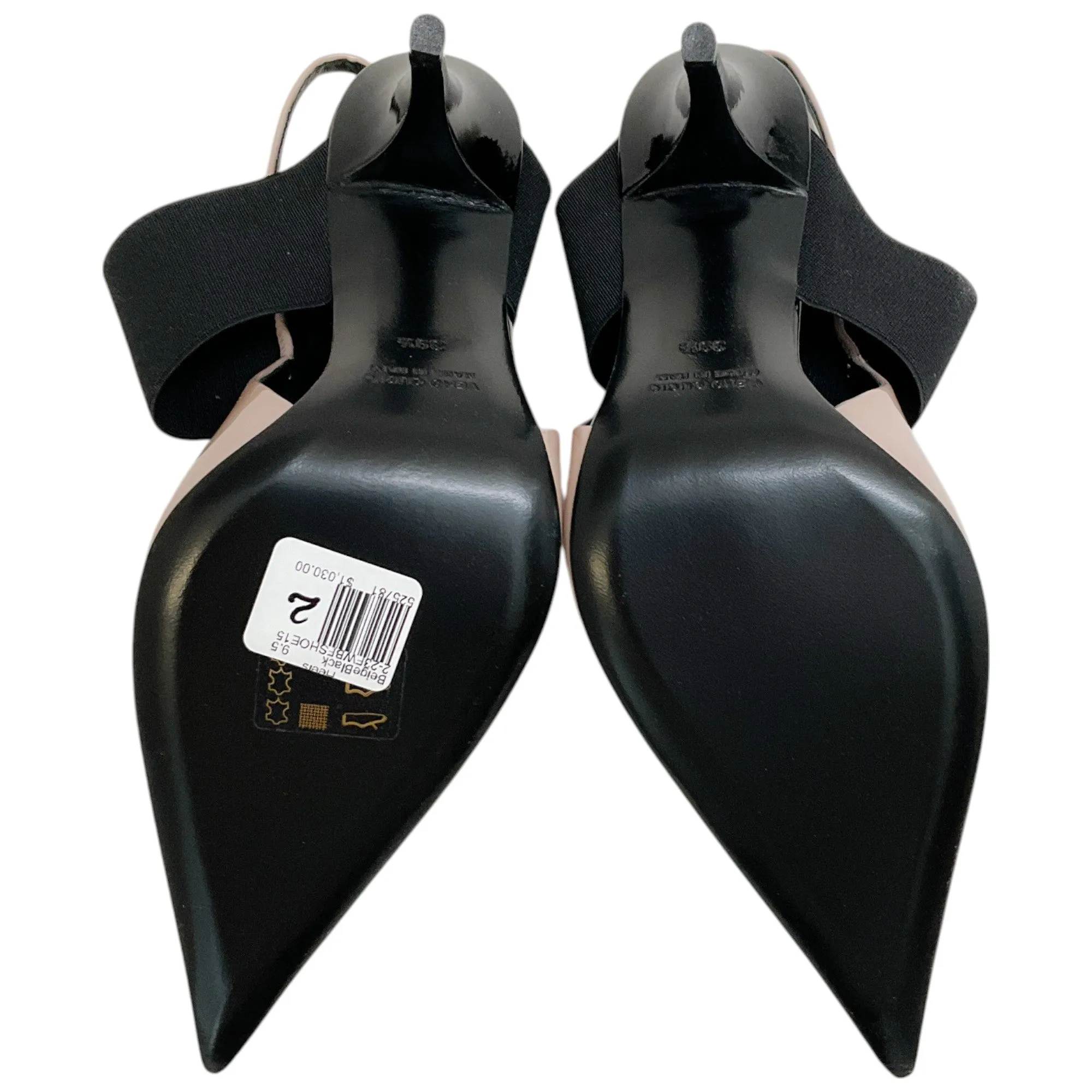Bruno Frisoni Nude Patent / Black Pointy Tonic Slingback Pumps