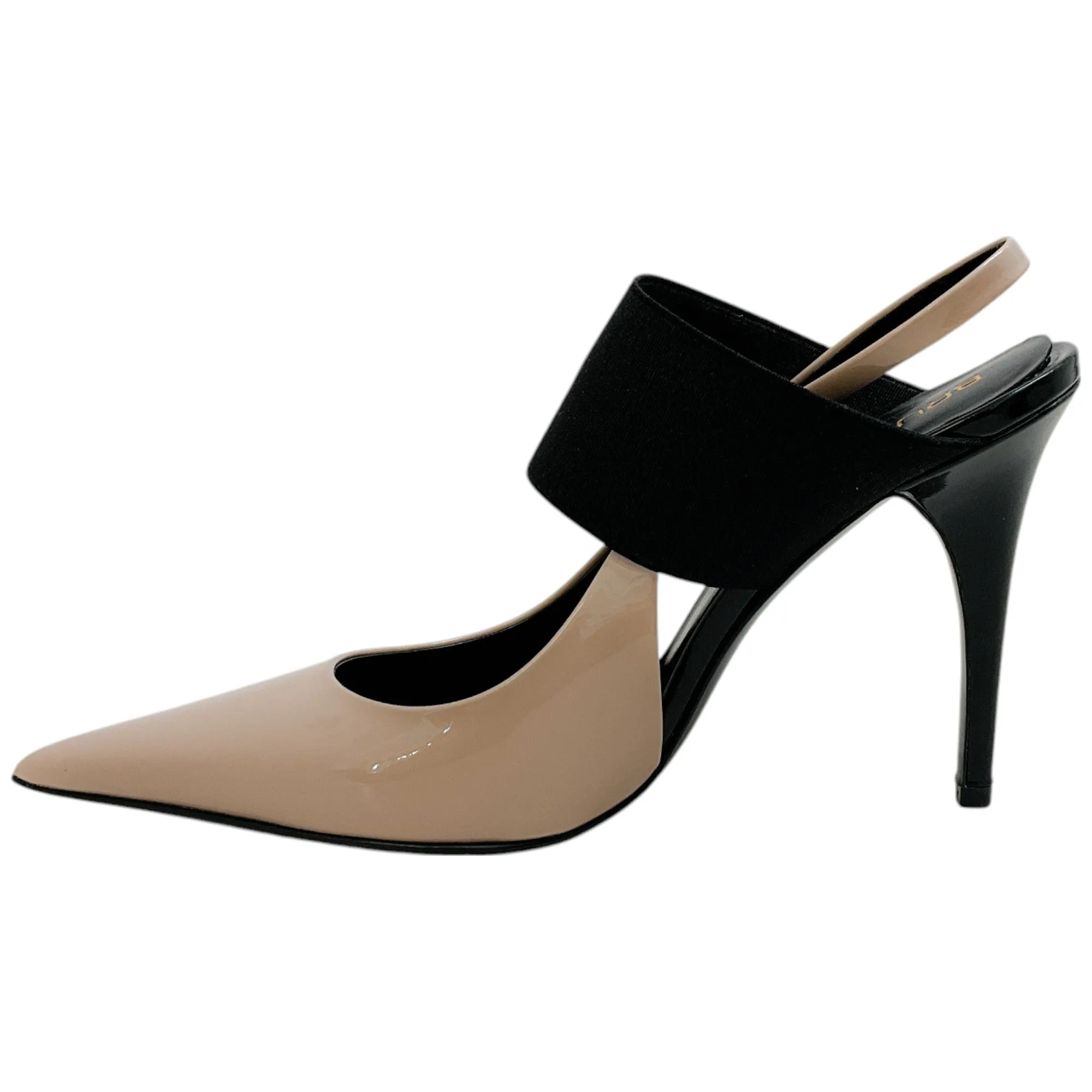 Bruno Frisoni Nude Patent / Black Pointy Tonic Slingback Pumps