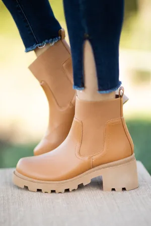 Camel and Tan Lug Sole Booties