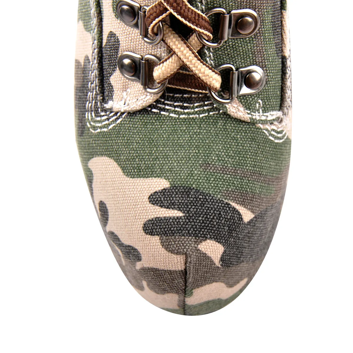Camouflage Canvas Round Toe Lace-up Ankle Boots