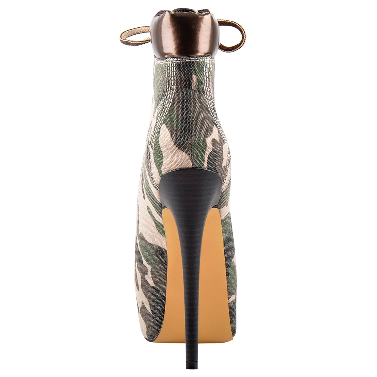 Camouflage Canvas Round Toe Lace-up Ankle Boots