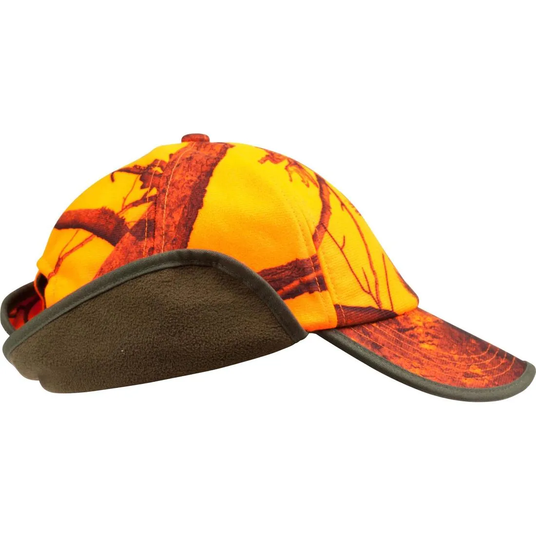 Casquette chasse à rabat camouflage orange
