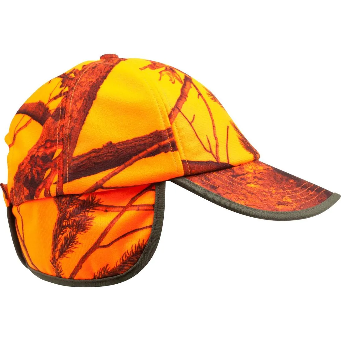 Casquette chasse à rabat camouflage orange