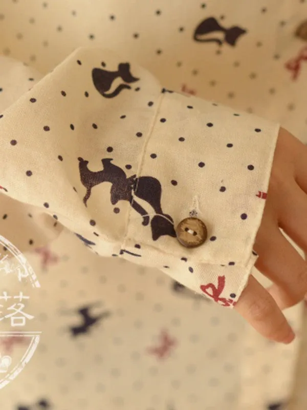 cat and bow cotton shirt