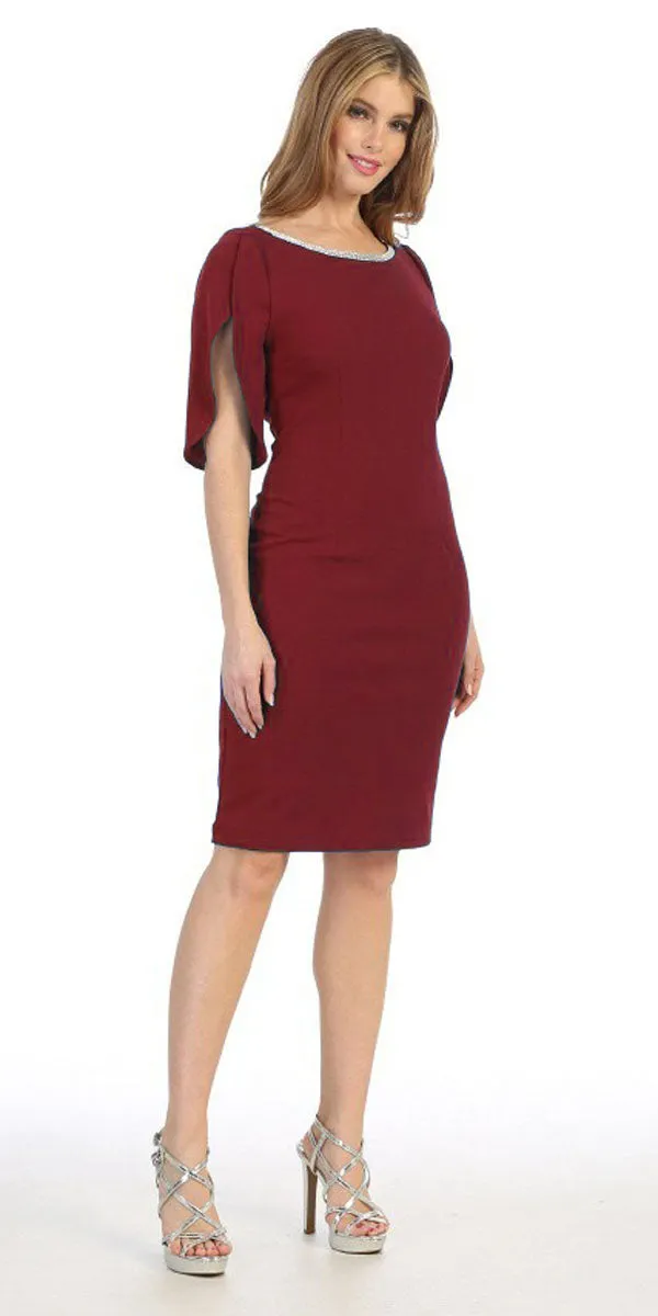 Celavie 6498 Short Semi Formal Dress Mid Length Sleeve