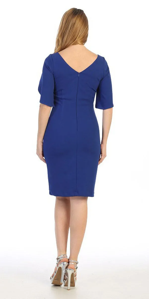 Celavie 6498 Short Semi Formal Dress Mid Length Sleeve