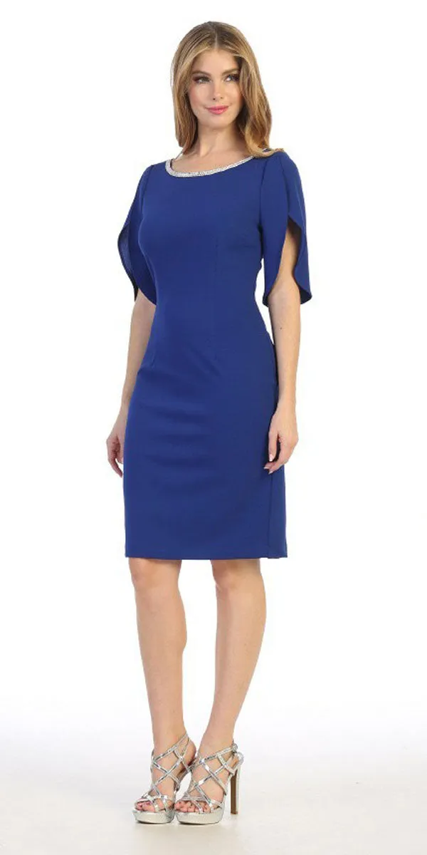 Celavie 6498 Short Semi Formal Dress Mid Length Sleeve