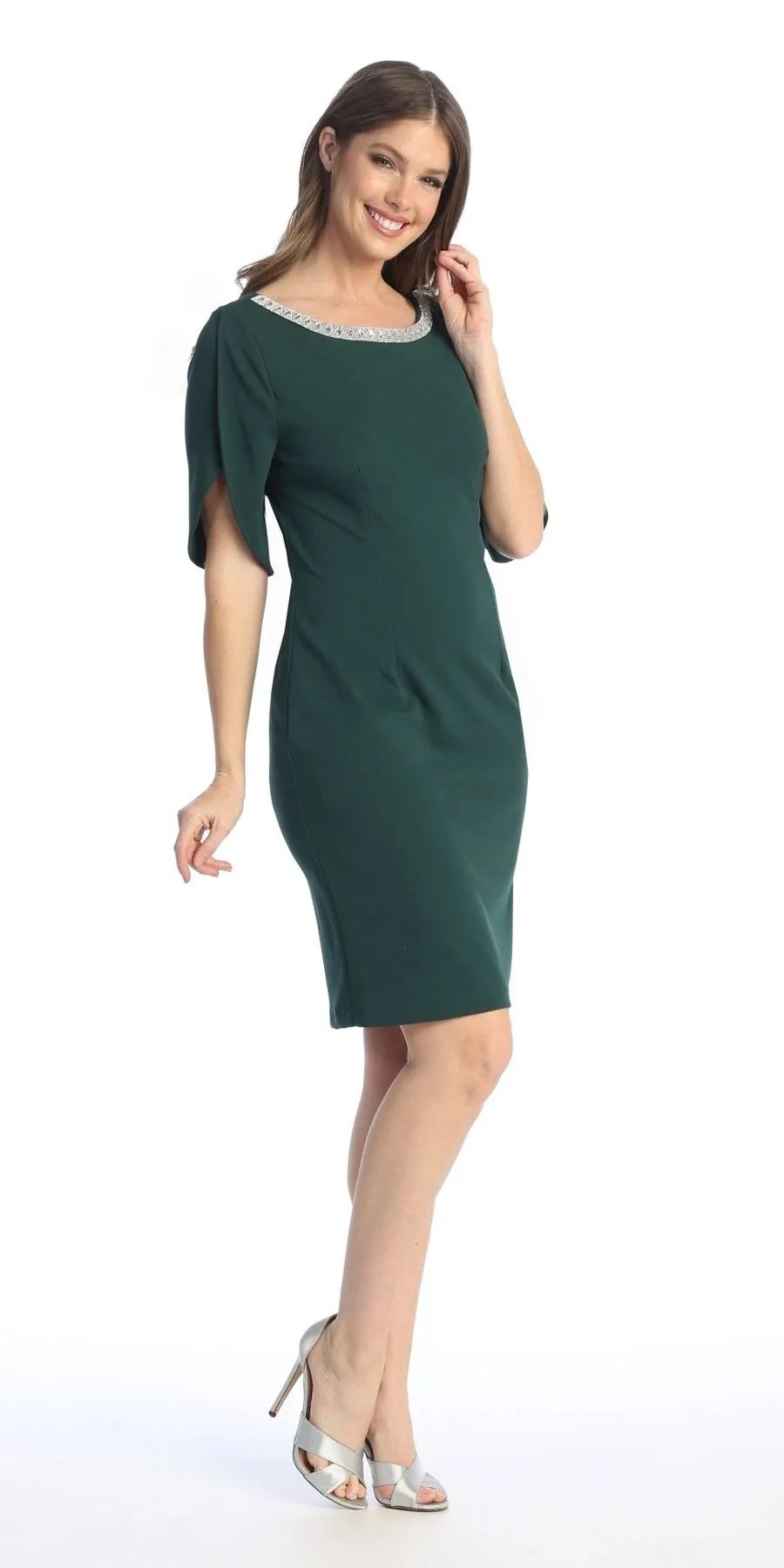 Celavie 6498 Short Semi Formal Dress Mid Length Sleeve