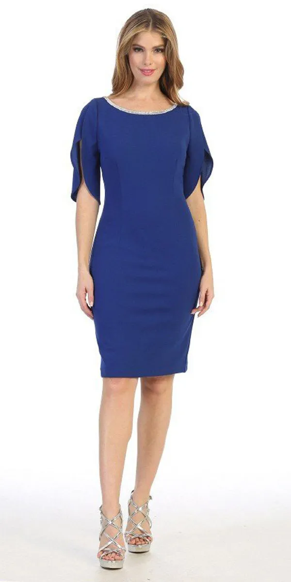 Celavie 6498 Short Semi Formal Dress Mid Length Sleeve