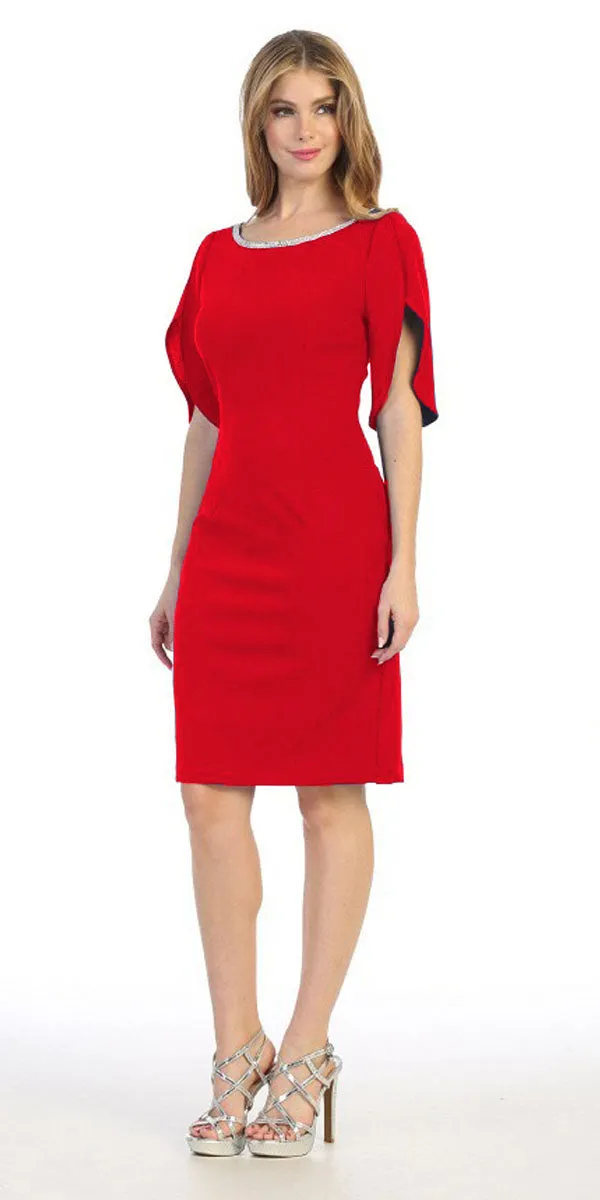 Celavie 6498 Short Semi Formal Dress Mid Length Sleeve