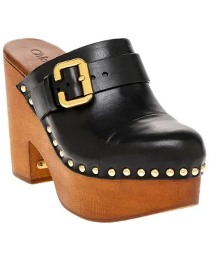 Chloe Jeannette Leather Wedge Clog